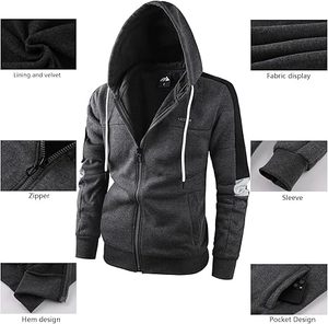 Sudadera con capucha de lana de algodón 100% Vintage con cremallera completa para hombre invierno cálido sin forro cómodo y elegante características personalizadas capucha - Product Image 4