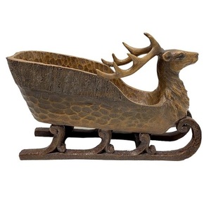 Meilleur traîneau de père noël en métal conçu avec dessus de table noir intérieur extérieur maison décoration de noël ornement doué traîneau de père noël - Product Image 5