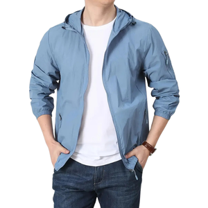 Veste de safari décontractée à coupe étroite pour hommes, pull à manches longues et col montant, poche kangourou avec fermeture à glissière, lettre d'été vintage - Product Image 3