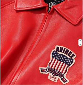 Chaqueta de Cuero Vacuno Auténtico para Hombre Avirex, Estilo Vintage, Edición Limitada, con Cierre de Cremallera Gruesa para Invierno - Product Image 3