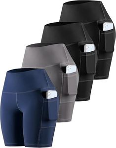 Women Biker Yoga Shorts with Pockets High Waisted <b>Tummy</b> <b>Control</b> Spandex Workout Athletic Gym - Product Image 1