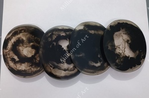 Haute qualité Gava fait à la main carré résine sous-verres ensemble noyer personnalisable noir blanc tapis tampons Style classique écologique 100mm - Product Image 2