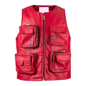 เสื้อกั๊กหนังสำหรับนักขี่จักรยานสีน้ำตาลสำหรับผู้ชายเสื้อโค้ทสำหรับใส่แข่งรถจักรยานยนต์ไซส์ใหญ่พิเศษดีไซน์เฉพาะ - Product Image 3