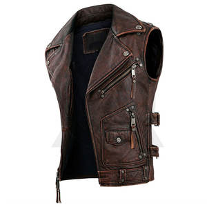 เสื้อกั๊กสำหรับขี่มอเตอร์ไซค์หนังผ้าใบคอตั้งระบายอากาศสำหรับผู้ชายมาใหม่ออกแบบตามสั่ง - Product Image 2