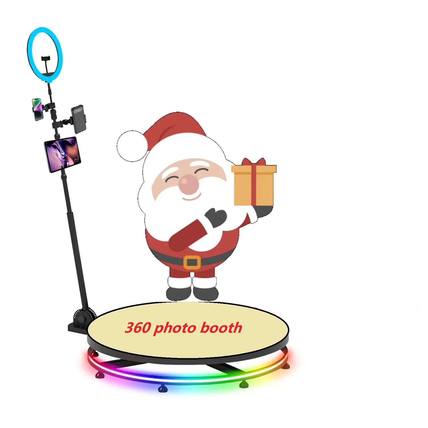 無料ロゴ付きパーティー用スローモーションポータブルスピンカメラ付きフォトブース360 Selfieプラットフォーム360フォトブースLEDライト
