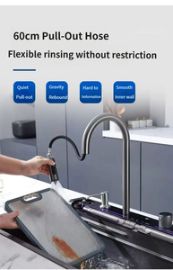 OKIE 304 Stainless Steel Contemporary <strong>Kitchen</strong> Sink Set Single Bowl Waterfall Pull-Out Faucet for Household Hospital Use <strong>Apron</strong> - Product Image 6