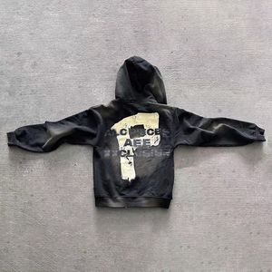 Ensemble sweat à capuche et short vintage noir et rouge, tenue décontractée streetwear légère et respirante pour l'été, survêtement assorti homme et femme 100% - Product Image 5
