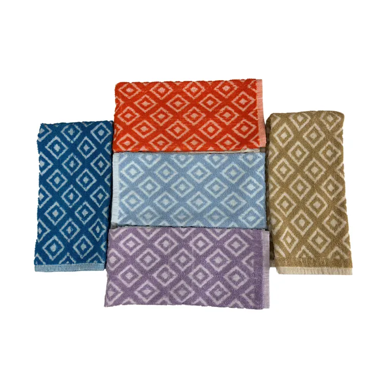 Jacquard Weave Multipurpose Quick Dry Hand Serviettes de cuisine Polycotton Diamond Solid Pattern Kitchen Cloth Serviette pour les acheteurs en gros