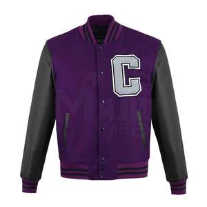 Chaqueta de Invierno para Hombre con Mangas de Cuero Personalizables, Cuello Alto, Transpirable, Antibacteriana, Diseño Oversize, Tejido de Lana - Product Image 1