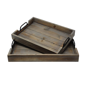 Venta al por mayor de bandejas de secado de madera con mango de metal para dulces, verduras, postres, bandeja de exhibición de alta calidad, superventas - Product Image 2