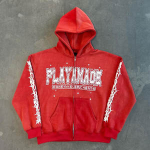 Sweat-shirts unisexes décontractés doux et chauds pour femmes avec imprimé lettres vintage à fermeture éclair Nouveaux sweat-shirts en polaire amples - Product Image 2