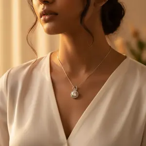 Colgante de oro rosa con baño de rodio y circonitas cúbicas, hecho a mano, para uso diario femenino. - Product Image 2