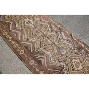 พรมทอสไตล์เทอร์กชิลมีสไตล์วินเทจขนสัตว์สีเบจสีน้ำตาล13.2ft 4.7ชิ้นพร้อมยางรองเย็บปะต่อดีไซน์แอบสแตรกสำหรับวัยรุ่น - Product Image 5