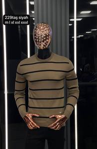 Suéter Casual de Invierno para Hombre, Transpirable, con Logotipo Frontal, 100% Algodón, Manga Larga, Cálido, con Estampado Jacquard de Rayas y Letras - Product Image 5