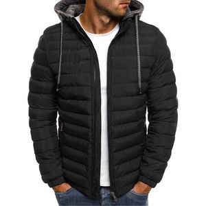 Invierno Puffer ligero aislado impermeable transpirable de talla grande empacable cálido algodón relleno chaqueta de bombardero para hombres - Product Image 1