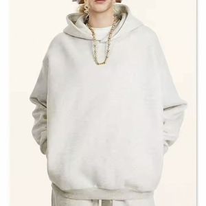 100% algodón liso Sudadera con capucha en blanco para hombre Sudadera con capucha de peso pesado Sudadera de gran tamaño Hombres Cropped Streetwear Sudadera con capucha - Product Image 1