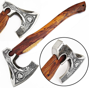 Wholesale Customized Bulk Orders OEM ODM Service Handmade <b>Axe</b> High Carbon Steel <b>Axe</b> with Ash <b>Wood</b> Handle and Fine Leather Sheath - Product Image 4