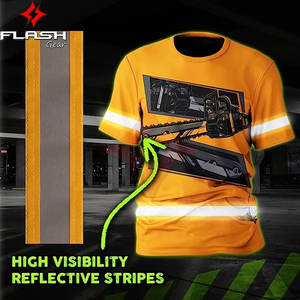 T-shirt de travail de sécurité haute visibilité, classe 1 ANSI, imperméable, avec bande réfléchissante, logo personnalisé, OEM/ODM disponible - Product Image 4