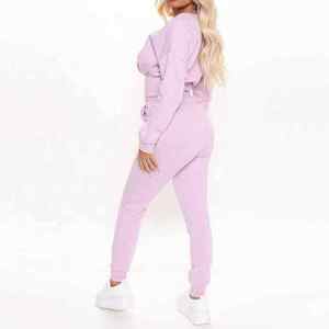 Conjunto de chándal de 2 piezas con logotipo personalizado para mujer, Tops cortos y sudaderas con capucha elegantes para correr, novedad de invierno, venta al por mayor - Product Image 5