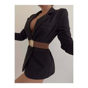Ceinture élastique pour femme avec boucle dorée, ceinture pour veste, ceinture pour chemise, ceinture pour robe - Tan - Product Image 4