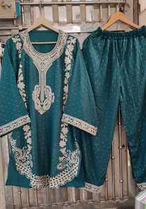 Punjabi pakistanais brodé court Kurta Shalwar ethnique pakistanais manches avec Sharara Pallazo Farshi Shalwar Coord ensemble Inde - Product Image 2