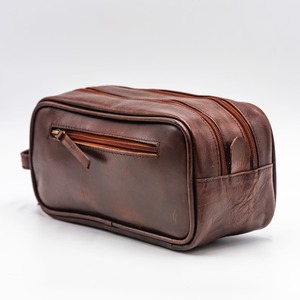 Bolsa con cremallera ecológica personalizada, bolsa de viaje de estilo Vintage única para artículos de tocador, bolsa de maquillaje de cuero con logotipo, venta al por mayor, - Product Image 4