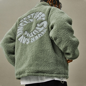 OEM Factory Custom Stand Collar Men's <b>Fleece</b> <b>Jacket</b> Embroidery Zip up Sherpa <b>Fleece</b> <b>Jacket</b> - Product Image 3