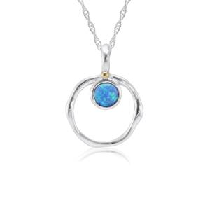 Silver Opal <b>Necklace</b>, Dainty Blue Fire Opal Pendant Sterling Silver Pendant <b>October</b> <b>Birthstone</b> Jewellery Opal Jewellery Handmade - Product Image 1