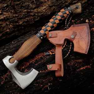 Hache en acier à haute teneur en carbone, vente en gros, qualité industrielle supérieure, haches vikings, carbone pour l'extérieur, avec étui en cuir fin - Product Image 6
