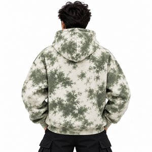 Sweat-shirts à capuche tie-dye personnalisés pour hommes, vert sauge, coupe oversize, 100 % coton molletonné, style streetwear, coupe décontractée, faible MOQ, fournisseur en gros - Product Image 3