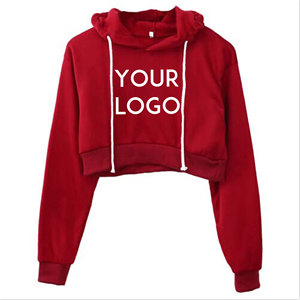 Mode Solide Blanc À Capuche Crop Top Hoodies 100% Coton Tissu À Manches Longues Polaire Crop Hoodies Avec Marque Privée - Product Image 5