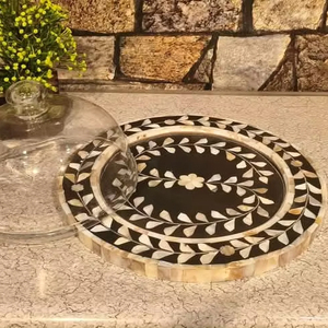 ถาดอะคริลิคทรงโดมเคลือบอะคริลิคแบบหรูหราแม่ของไข่มุกฝังสำหรับงานแต่งงานเดือนและตกแต่งโต๊ะในบ้าน - Product Image 1