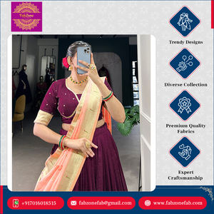 ชุดแต่งกายไปงานแต่งผ้าแคนวาสสีวิชิตาจากอินเดียเสื้อผ้าจากร้าน Vichitra ทำจากผ้าไหมเย็บเป็นเอกลักษณ์เสื้อผ้าสำหรับอินเดียชุดงานแต่ง lehenga choli dupatta แบบดั้งเดิม - Product Image 4