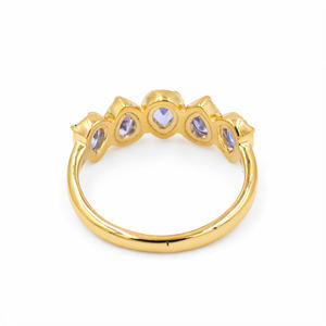 Anillo de Tanzanita con Cinco Perlas para Mujer, Plata de Ley 925, Bisel Punteado, Chapado en Oro Rosa Romántico, Joyería de Diseño - Product Image 6