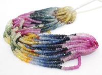 Émeraude naturelle, rubis, perles de pierre gemme de saphir perles de rondelle à facettes multicolores