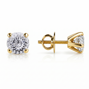 Pendientes Solitarios de Oro de 18K con Diamante Cultivado en Laboratorio de Corte Portugués, Engaste Martini, Joyería Elegante con Diamantes - Product Image 3