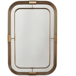 2024 meilleur produit de qualité cadre miroir métallique avec feuille Design Art mural en or fini chambre salon miroir décoratif - Product Image 4