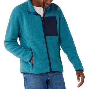 Veste d'hiver en sherpa à fermeture éclair personnalisée Broderie pour homme Manches longues décontractées Respirante Coupe-vent pour adulte - Product Image 3