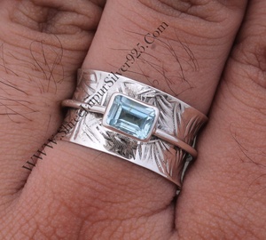 Handmade Hammered Three Tone Designer Carved Vintage <b>Boho</b> Hippie 925 Sterling <b>Silver</b> High Quality Customized Size Spinner <b>Rings</b> - Product Image 1