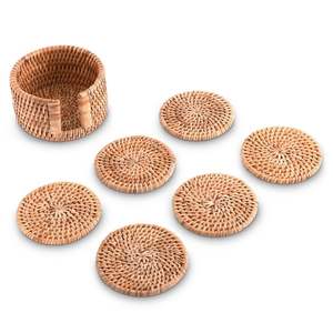 American Style Round Shape Handmade Rattan Coaster in Table Coaster for <b>Dinner</b> Home Decor Accessories - Product Image 3