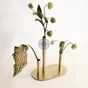 Vase à fleurs en métal à 3 tubes personnalisé, pièce maîtresse de mariage, porte-bourgeon, cadeau décoratif, fournisseur d'article - Product Image 2