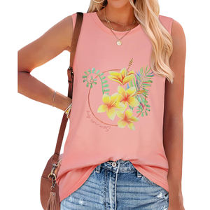 Ropa Deportiva al por Mayor, Camiseta sin Mangas para Mujer, Camiseta Deportiva de Color Sólido, Tallas Grandes, Algodón/Fibra de Bambú - Product Image 2