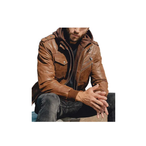 OEM ODM conception personnalisée veste en cuir PU de haute qualité col montant de moto avec capuchon veste en cuir - Product Image 3