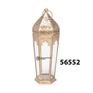 Grande lanterne de sol en os et résine brun doré |   Lanterne à bougie décorative de Noël de luxe pour la décoration de la maison et de l'hôtellerie - Product Image 1