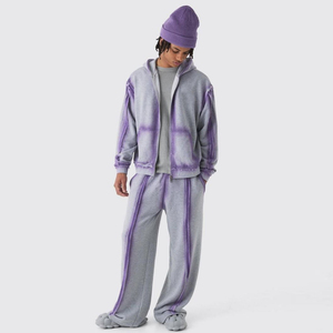 Conjunto Deportivo Unisex Personalizado de Invierno con Sudadera con Capucha y Pantalones Jogger, Estampado Bordado Frontal, Estilo Urbano, Lavado Ácido, Talla Grande - Product Image 3