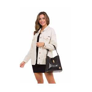 Bolso de lona para mujer con decoración de cadenas Cierre de cremallera Poliéster Chile Bolso de compras para mujer - Product Image 5