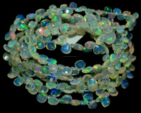 Perles d'opale éthiopienne naturelle de 16 pouces, facettées en forme de cœur, 4x5-9x8mm, multi-brins, pour la fabrication de bijoux, évaluées par un tiers, non certifiées