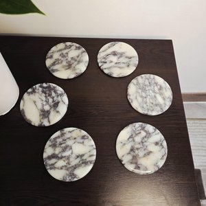 Natural Calacatta Viola Marble Drink <b>Coaster</b> With <b>Cork</b> Back Modern Home Decor For Kitchen And Living Room - Product Image 2