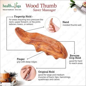 HealthAndYoga NatureSooth Masseur d'économiseur de pouce en bois de haute qualité Outil Gua Sha en bois naturel pour outil de Massage du corps de thérapie à domicile - Product Image 2