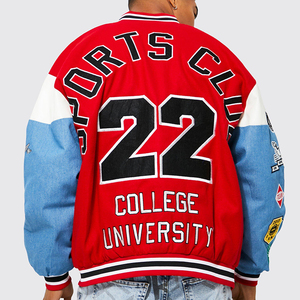 2025 personnalisé en gros impression Logo blanc plaine laine tissu manches varsity veste Bomber Baseball veste pour hommes - Product Image 2